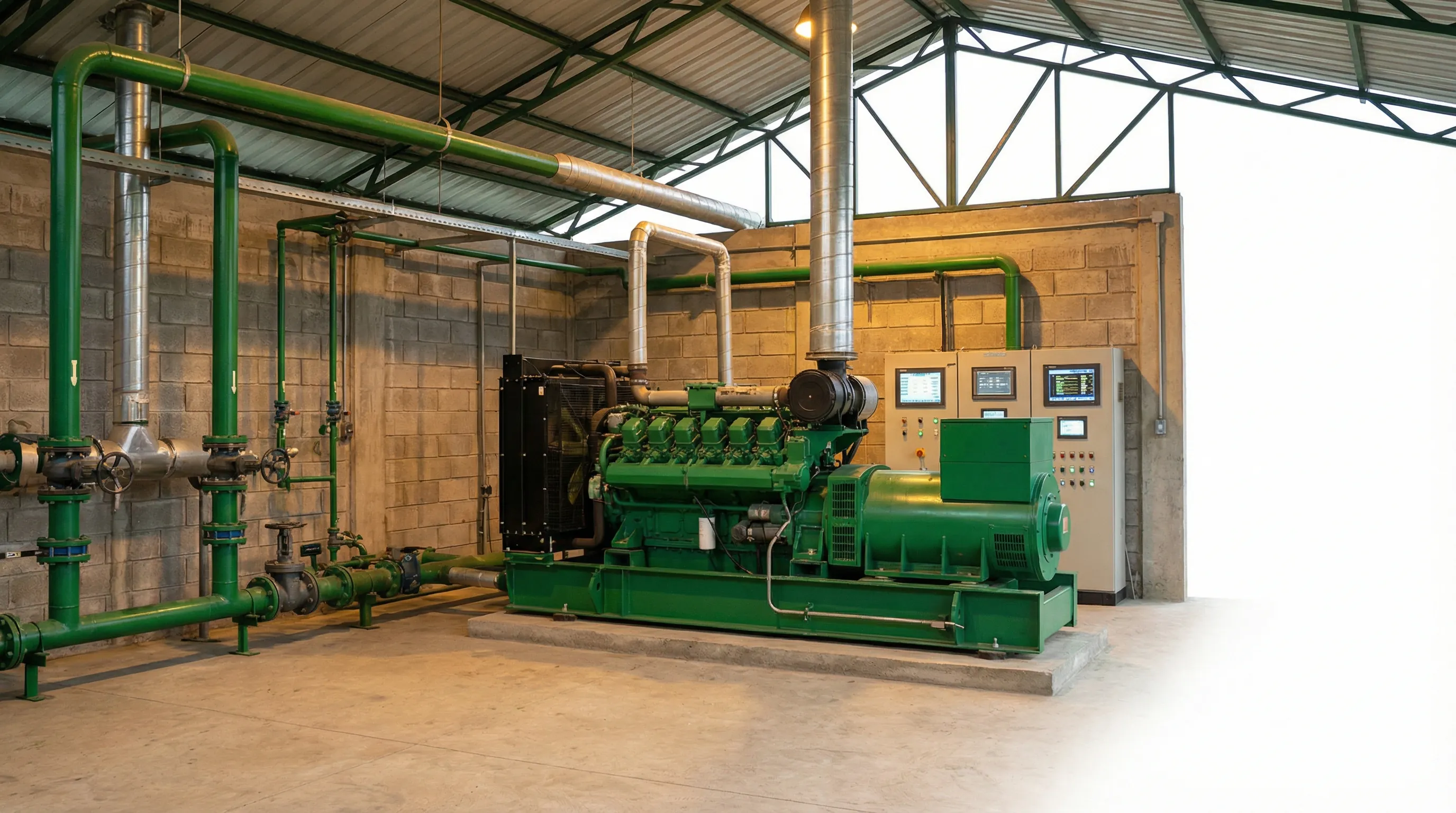 Motogenerador a biogás en planta agroindustrial