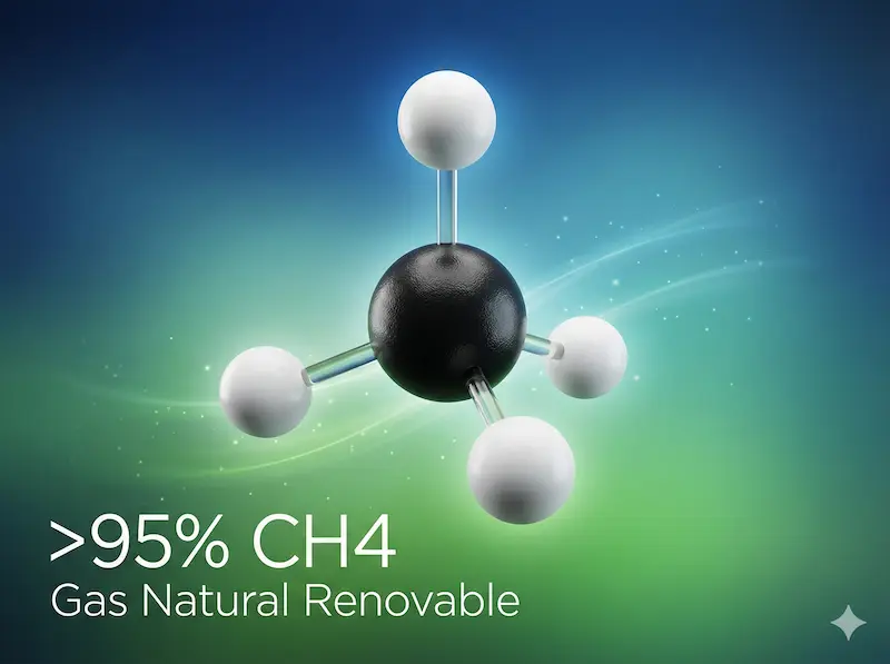 Molécula de biometano - gas natural renovable