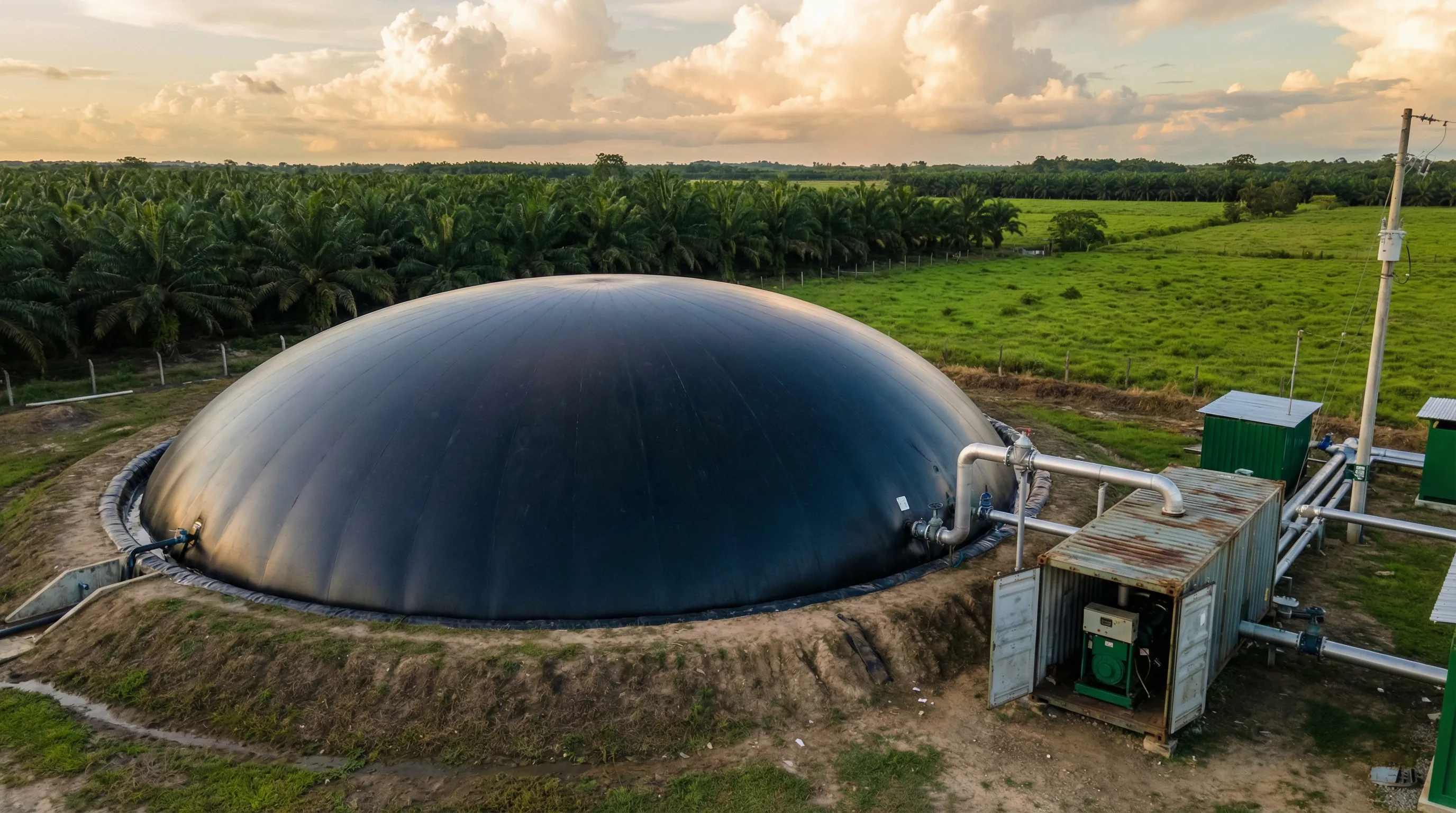 Planta de biogás industrial en operación