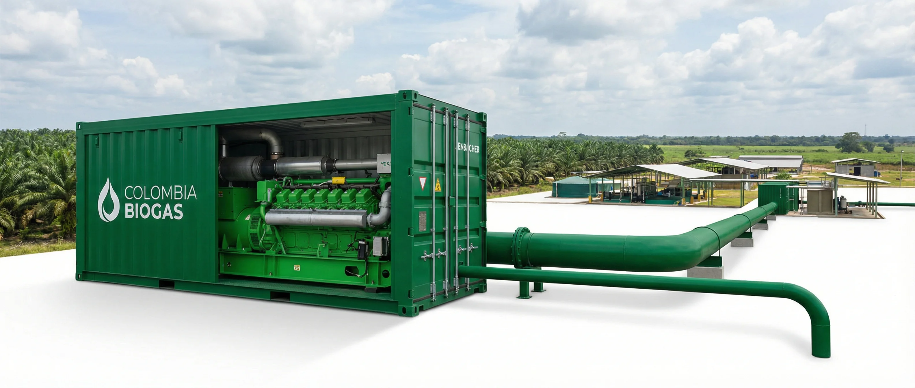 Planta de biogás industrial con motogenerador