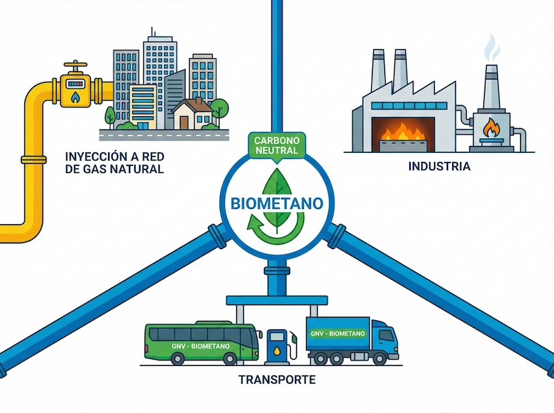 Aplicaciones del biometano: red de gas, transporte, industria